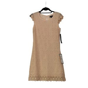 Sequin Hearts Pale Pink Allover Lace Mini Dress Cap Sleeve Medium